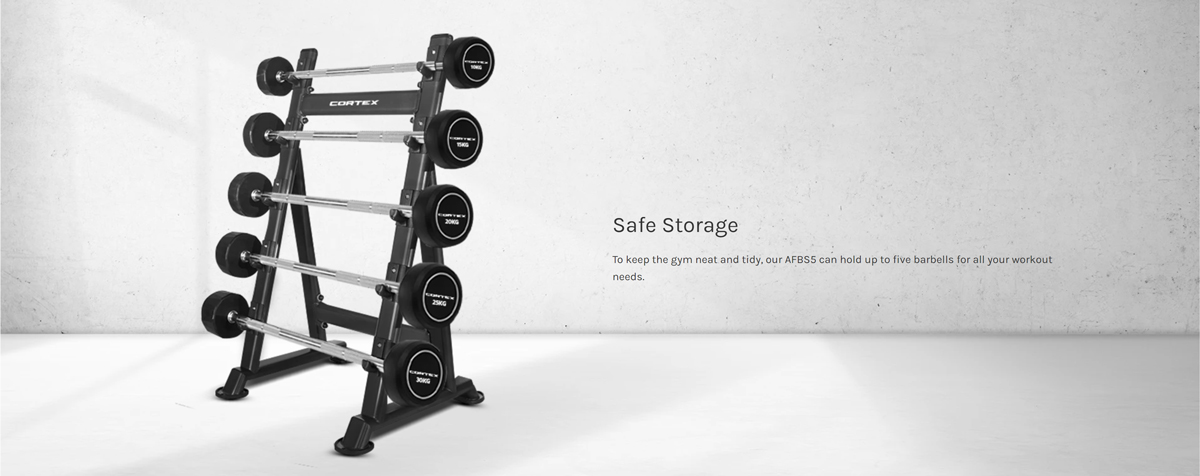 Cortex AFBS5 Barbell Rack with 5 barbells, for gym organization